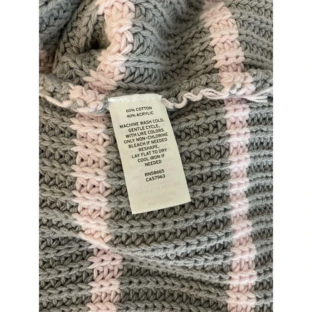 Caslon Women's Shaker Mock Neck Knit Yarn Sweater Pink Stripe‎ Large L